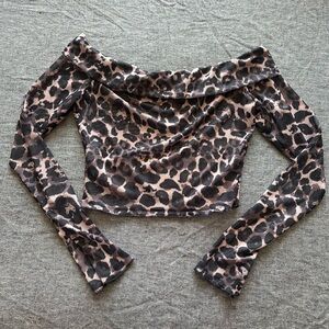 Leopard Mesh Long Sleeve Top | Size S | Y2K Trend